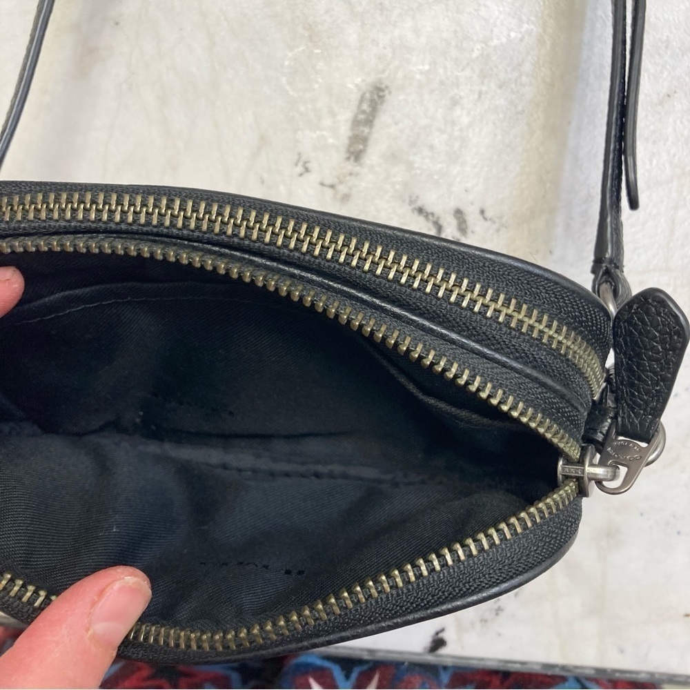 COACH Mount Plaid Red/Black Double Zip Leather Small Crossbody Pouch 53448 - Picture 7 of 9